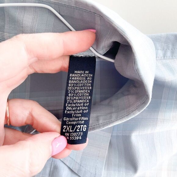 Wrangler Mens Western Shirt Button Down Short Sleeved Blue Plaid 2XL - Picture 4 of 8